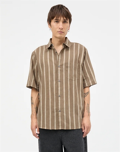 Mads Nørgaard - Victor Stripe Skjorte - Walnut/Castlte Wall